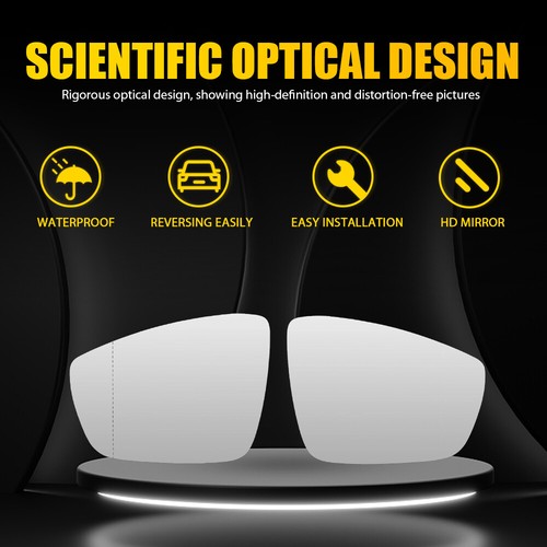2x Left Right Side Mirror glass For VW POLO 2010-2017 Heated Convex with Base - Picture 6 of 11