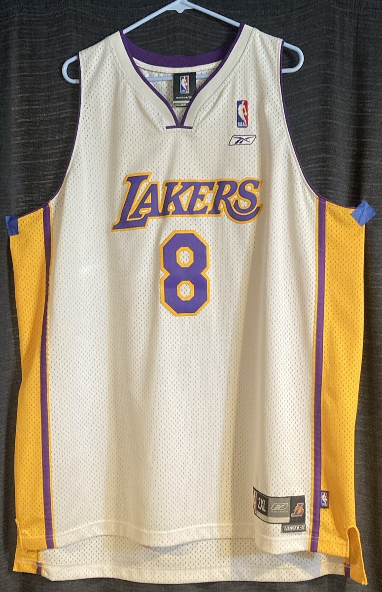 Authentic Stitched Reebok Los Angeles Lakers Kobe Bryant #8 White