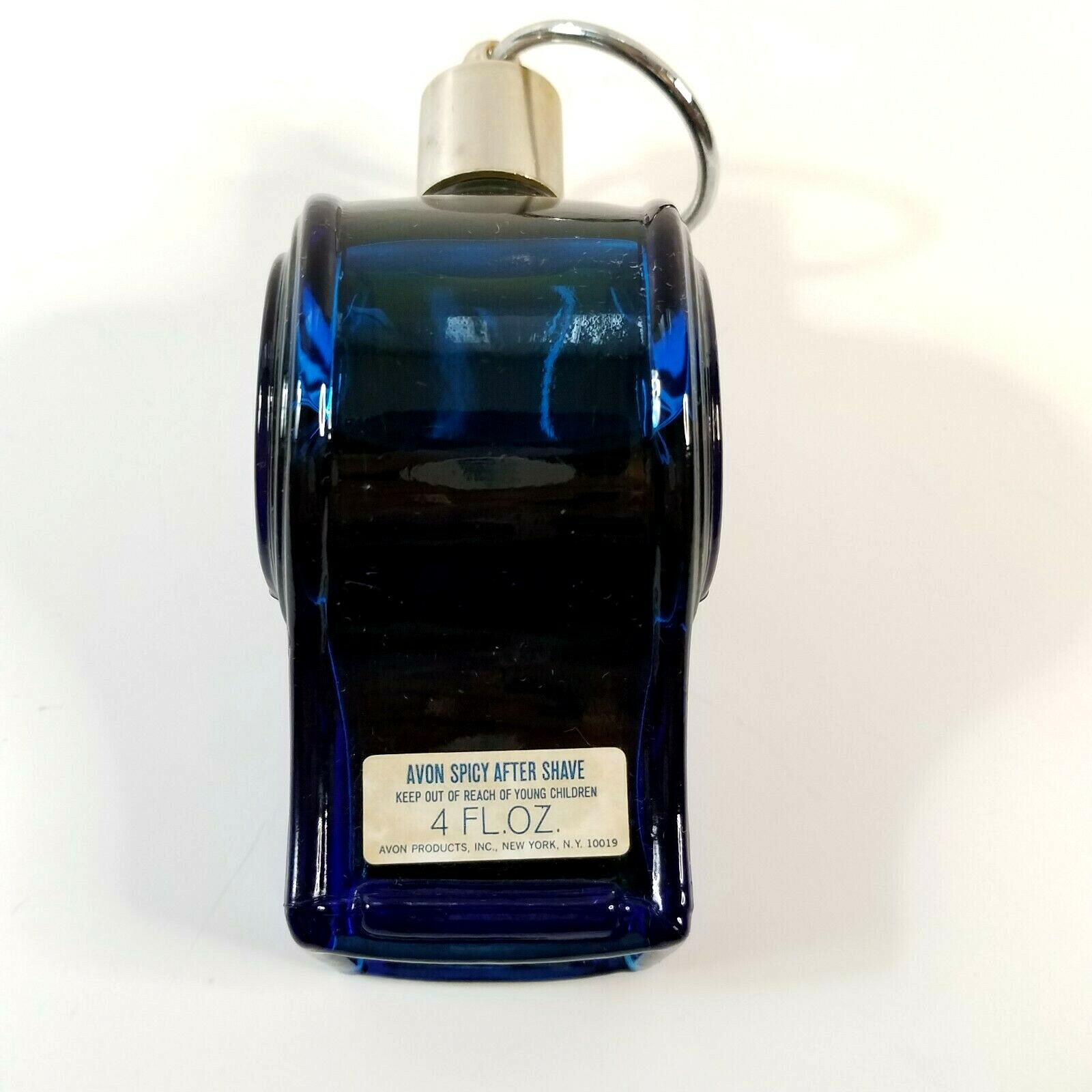 Vintage Avon Spicy After Shave Cologne Blue Glass Ring Lid The Big