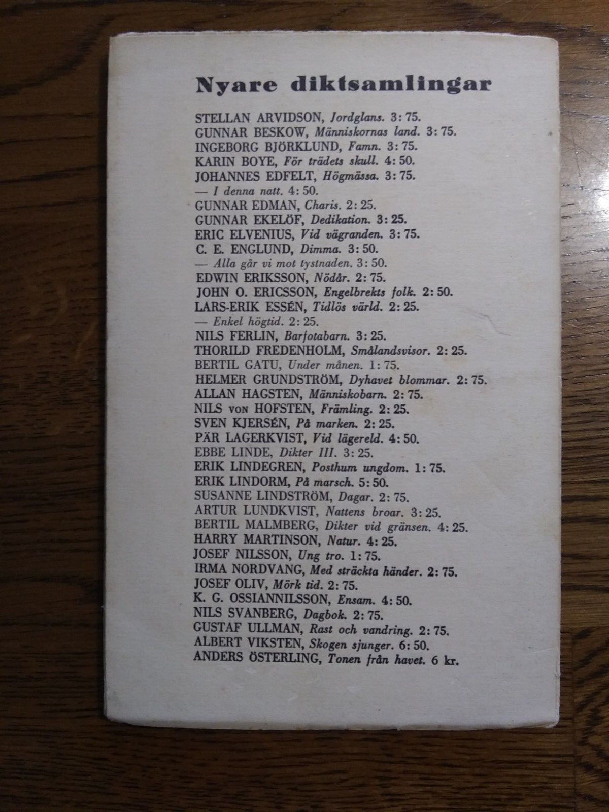 Väktare vid spannet, dikter av Carl-Erik af Geijerstam. Pbk. Bonniers. 1936.