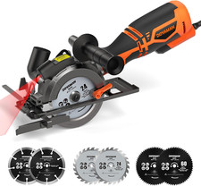 DOVAMAN 710W Mini Circular Saw, 3500RPM with Laser, 6 Blades, 43mm Cutting Depth