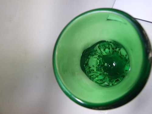 Jarrón vintage de vidrio artístico de Murano con estuche verde pesado de los años 50 estudio de mediados de siglo - Imagen 11 de 12