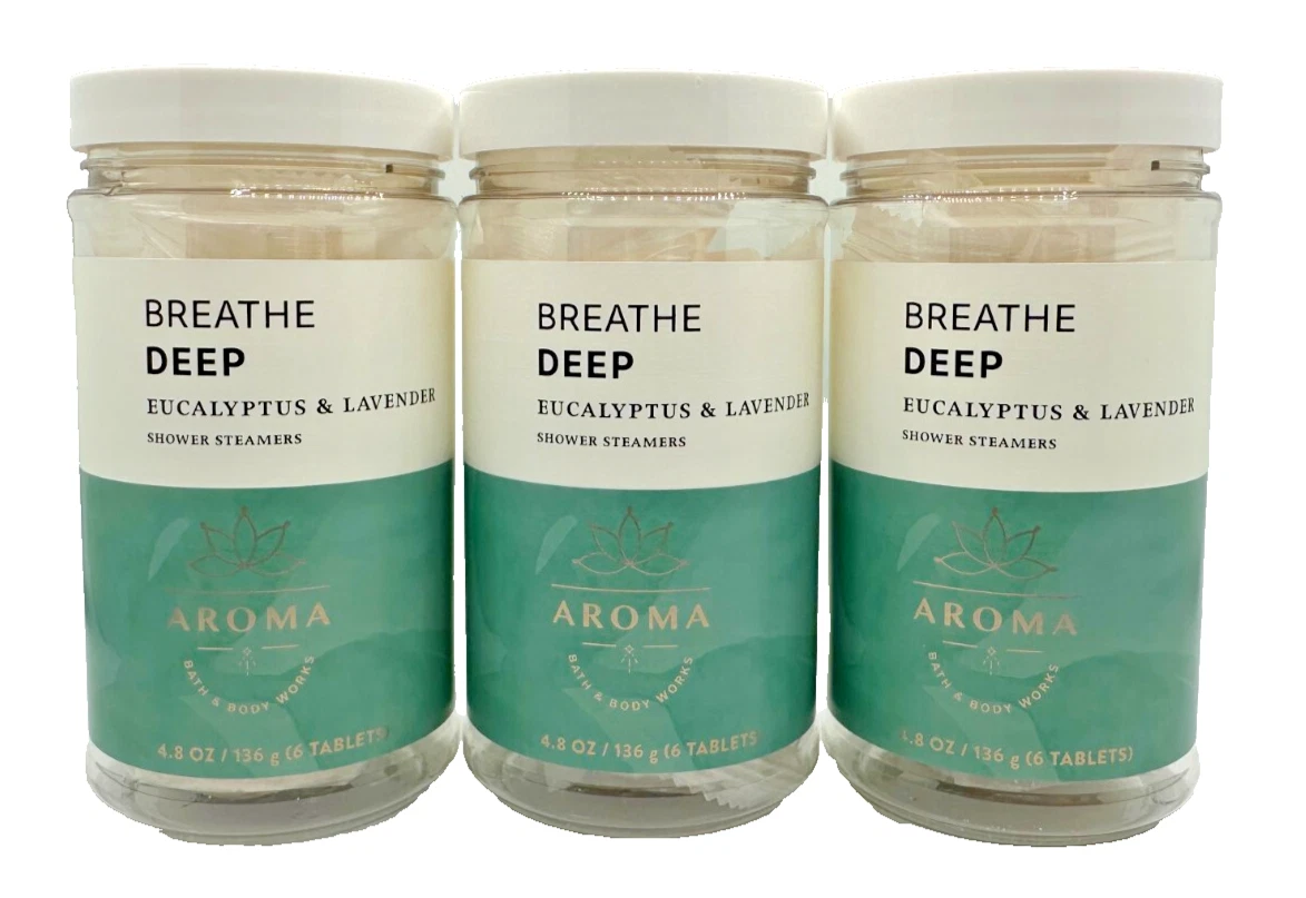 NEW Bath & Body Works LOT 3 Aroma Breathe Eucalyptus Lavender Shower Steamers