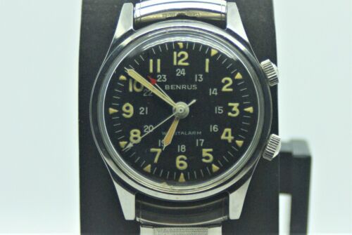 Vintage BENRUS “Bullitt” Alarm Men’s Wristwatch ref. 3021 c.1968 Runs  Excllent