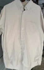 LL BEAN Button Down Short Sleeve Olive Shirt Men's XL 17 1/2 USA MADE VINTAGE