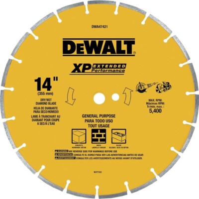 DEWALT DWA47421 Wet/Dry Segmented Diamond Saw Blade, 14''