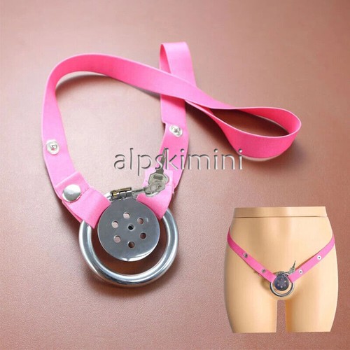 New Flat Chastity Cage Lock Device Sissy Cgae Kit Bondage Metal Ring Lock Slave - Picture 1 of 28