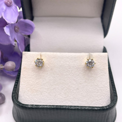 Ohrstecker Gelbgold-Finish erstellt Diamant Rundschliff 6 Krallen