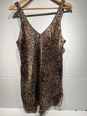 Amaretta Vintage Size Large Animal Print Lingerie Chemise Babydoll dress