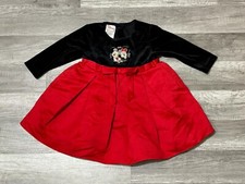 Vintage 90s Disney Minnie Mouse Mickey Mouse Red Dress Youth Size 18-24 Months
