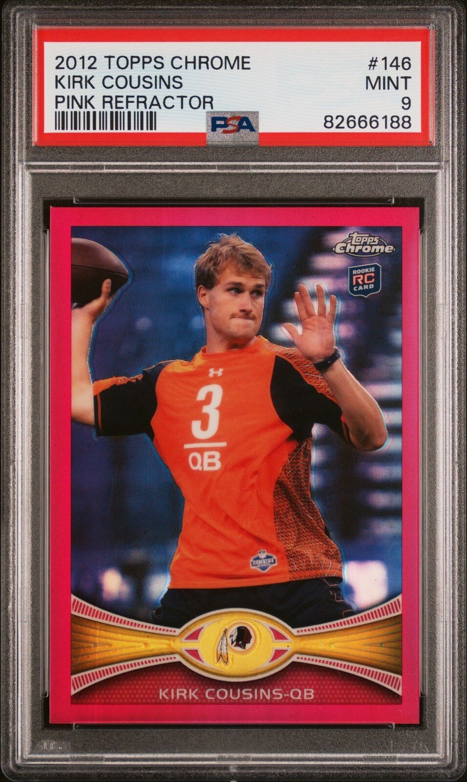 2012 Kirk Cousins #146 Topps Chrome Pink Refractor PSA 9 Rookie Prizm # /399 RC