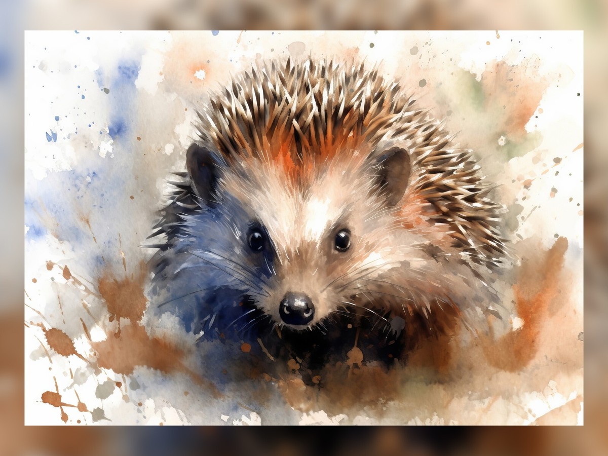 Adult Hedgehog Watercolor Print, 5