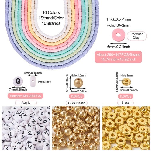 1 Box Handmade Polymer Clay Disc Acrylic Letter DIY Beads Jewelry Making Finding - Bild 5 von 13
