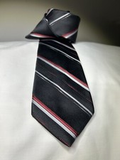 Vintage Wembley Wemlon Neck Tie  Classic Preppy Stripe  Black Red Silver