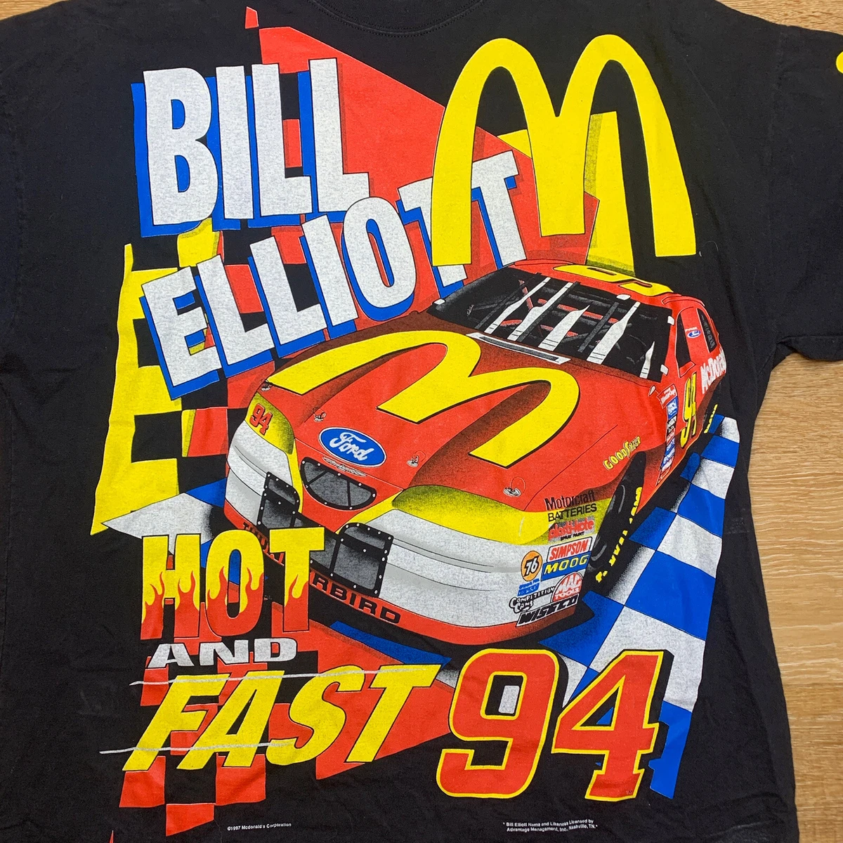 Vintage 90s NASCAR Bill Elliott McDonalds All Over Print Racing