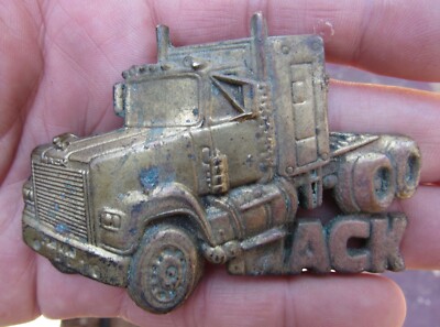 Vtg MACK TRUCK Belt Buckle 1980 Model RIG Liner SEMI Trucks 3D Brass RARE VG+