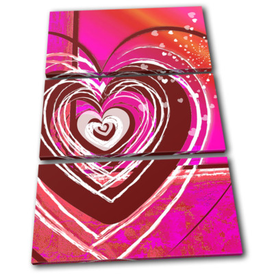 Funky Heart Pink Abstract Gift Love TREBLE Leinwand Kunst Bild drucken