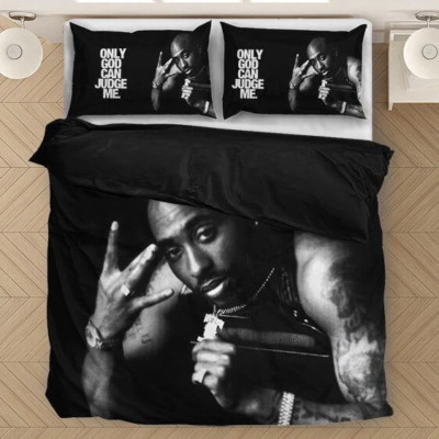 2Pac TUPAC Bettwäsche Set Kissenbezüge80x80 Schwarze Bettbezug135x200 Anpassbar