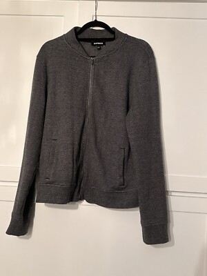 Express Gray full zipper Zweater Cardigan Textured Men's Size Medium