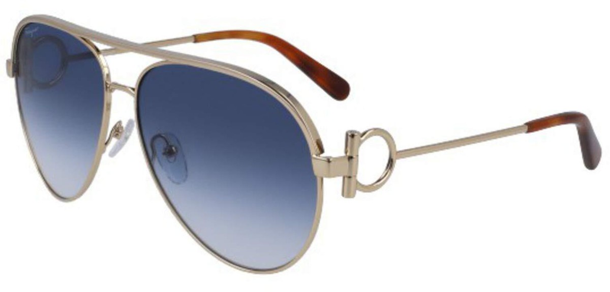 NEW Salvatore Ferragamo SF 237S 743 Gold Aviator Sunglasses 