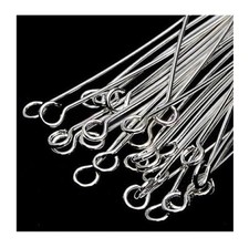 Eye Pins Findings - 100 pcs - Silver Plated - 30mm - 0.7mm - 21 Gauge