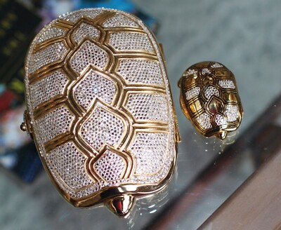 JUDITH LEIBER SWAROVSKI CRYSTAL TURTLE TORTOISE BOX MUSEUM BAG