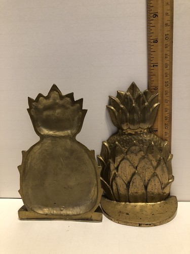 Pair Sold Brass Pineapple Bookends 6” Heavy EUC - Picture 5 of 8