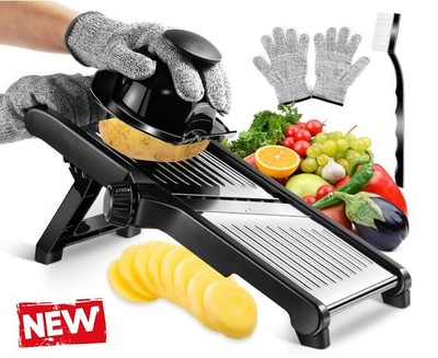 Adjustable Stainless Steel Food Slicer for Kitchen with Cut Resistant Gloves