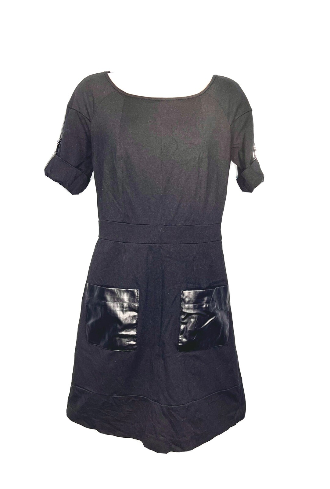 Vince Camuto Faux Leather Pockets Sheath Dress Women Size 8