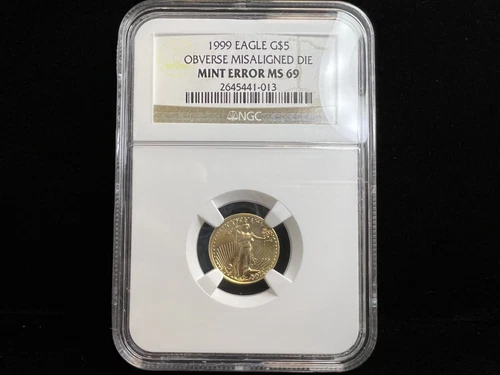 1999 American Gold Eagle NGC MS69 - MINT ERROR MISALIGNED DIE - Gold Error Coin