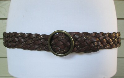Abercrombie & Fitch Womens Brown Studded Leather Woven Brass  display picture 3