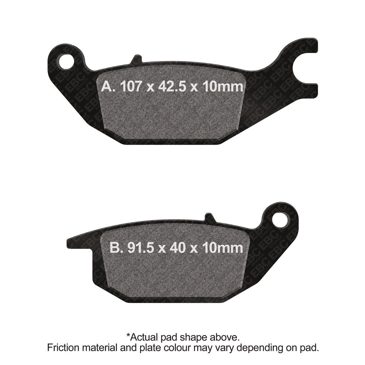 EBC Scooter Org Brake Pads Black (E327) Rear Left for Yamaha Tricity 125 2014-23