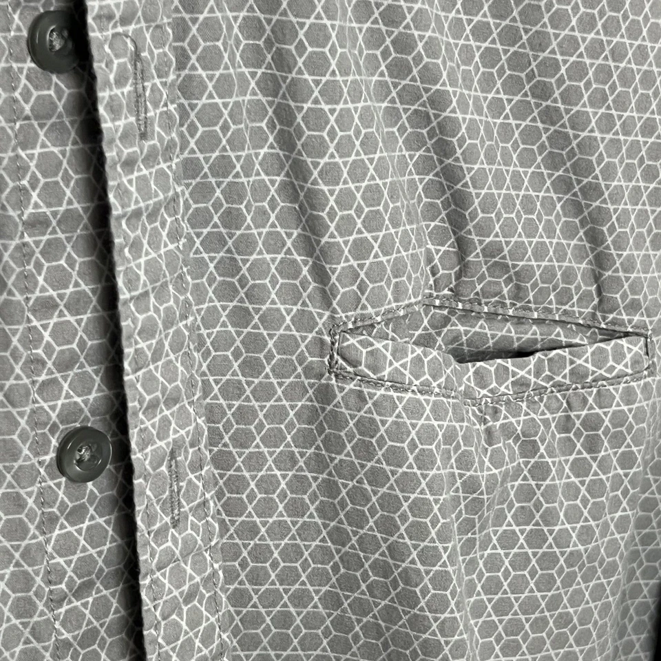 Structure Shirt Mens Medium Gray Modern Fit Button Up Short Sleeve Geometric VGC - Image 3 of 4