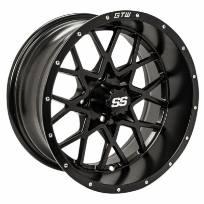 GTW Vortex Golf Cart Matte Black 12x7 Wheel |4x4 Bolt  3:4 offset (ET-.25) |Each