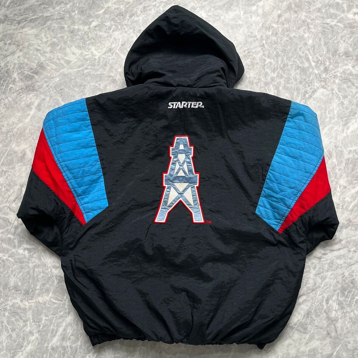 VTG 90s NFL HOUSTON OILERS STARTER PUFFER JACKET PULLOVER Sz VTG 90s NFL HOUSTON OILERS STARTER PUFFER JACKET PULLOVER Sz