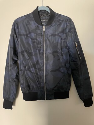 Bomber Jacket Chamarra Camuflaje Zara Zara Man Bomber Jacket Men's Size S  Blue Camouflage Biker