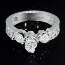 1-1/2 carat Round Diamond Three 3-Stone Wedding Ring 14K White Gold 1.58 ct tw