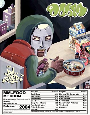 Buy MF DOOM MMFOOD Poster - Rap Nutrition Facts Wall Art
