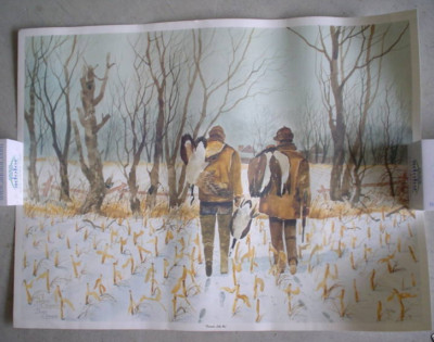 Vintage Signed Numbered Clevenger Litho Print Friends Like Us Duck Hunting