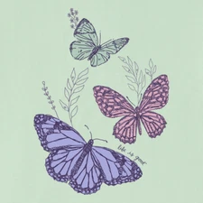 NWT Women's Life is Good Wildflower & Butterfly Sage Green SS Crusher Vee