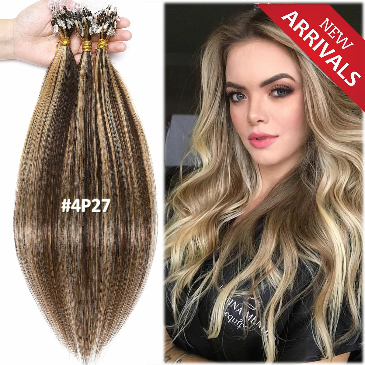 8A 300S Micro Easy Loop Nano Ring Beads Human Hair Extensions 100%Real Remy  150G