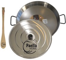 30cm - 42cm Induction Paella Pan Set  "PATA NEGRA" + Lid + Gift -Wooden Spatula 