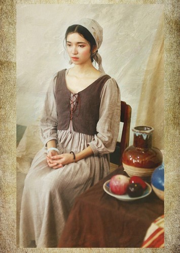 2pcs RENAISSANCE Maid Dress Lace Up Vest Peasant Chemise Wench Cosplay Costume - Picture 6 of 12