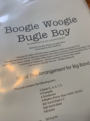 Boogie Woogie Bugle Boy Big Band Chart