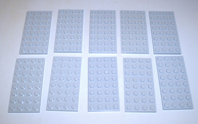 10 Used LEGO 4 x 8 Light Bluish Gray Plates 3035