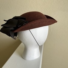 Vintage Lonni San Francisco Hat 100 Wool Felt Cap Red With Bow Church Easter