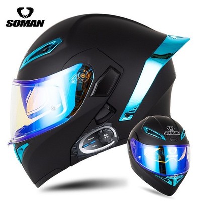 Bluetooth Motorcycle Helmet Camera Intercom Headset Motorbike Flip-UP Helmet DOT