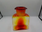 Blenko Glass Water Pitcher Carafe Tangerine Double Spout Handblown 8” 2016
