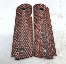 1911 Grip Panel Stock Set, Non Ambi Safety, Wood Reddish Orange