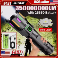 350000000 Lumen Super Bright LED Tactical Flashlight Rechargeable Work Light 